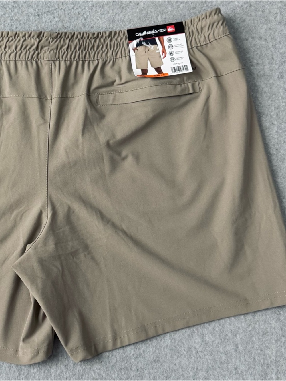 NWT Quiksilver Mens Pull On Shorts XXL Beige Comfort Waistband Stretch 7” Inseam - Picture 8 of 15